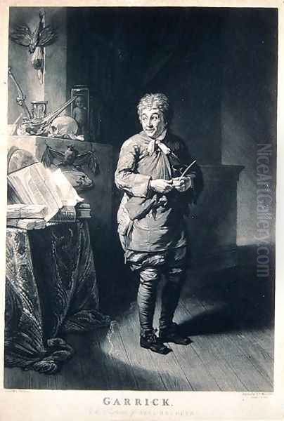 David Garrick (1717-79) as Abel Drugger in The Alchemist by Ben Jonson, pub. in 1835 Oil Painting by Johann Zoffany