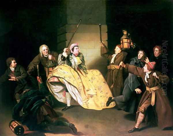 David Garrick as Sir John Brute in Vanbrugh's The Provok'd Wife Oil Painting by Johann Zoffany