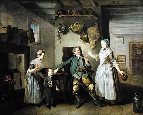 David Garrick and Mary Bradshaw in The Farmers Return by David Garrick, c.1762 Oil Painting by Johann Zoffany