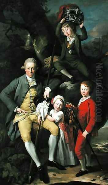 Henry Knight of Tythegston with his Three Children, c.1770 Oil Painting by Johann Zoffany