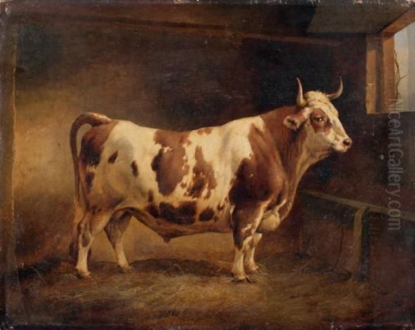 Taureau A L'etable Oil Painting by Eugene Joseph Verboeckhoven