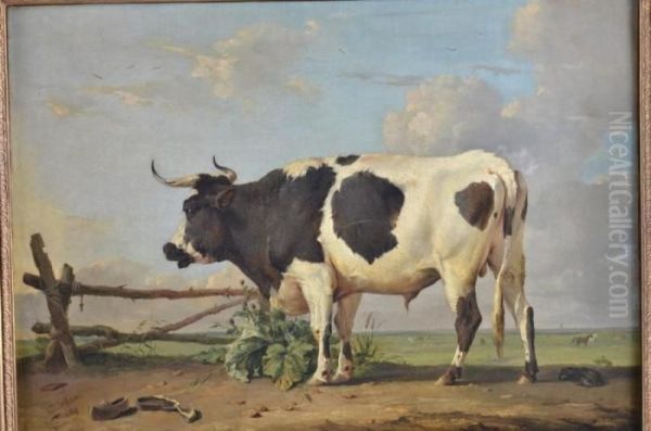 Taureau Oil Painting by Eugene Joseph Verboeckhoven