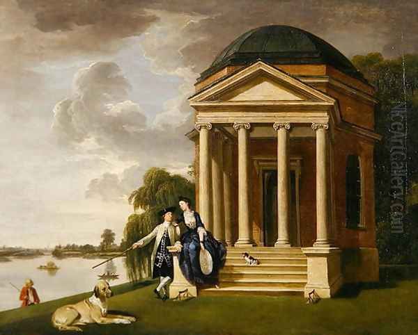 David Garrick (1717-79) and his Wife by his Temple to Shakespeare at Hampton, c.1762 Oil Painting by Johann Zoffany