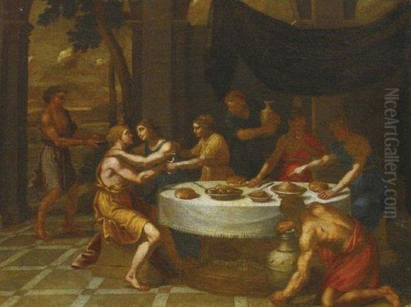 Scene De Banquet Dite Les Noces De Jacob Et De Rachel. Oil Painting by Francois Verdier