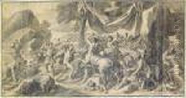 The Battle Of The Lapiths And Centaurs; And A Companion Drawing Ofeuropa And The Bull Oil Painting by Francois Verdier