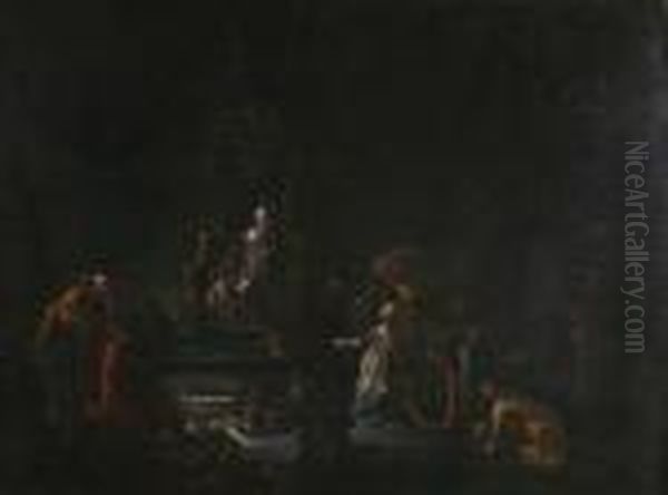 Koningin Van Sheba Voor Tronende Vorst Salomon Oil Painting by Adriaen The Elder Verdoel