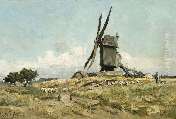 Paysage Avec Berger Pres D'un Moulin Oil Painting by Isidore Verheyden