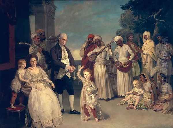 Sir Elijah and Lady Impey and Their Three Children Oil Painting by Johann Zoffany