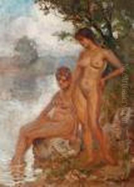 Baigneuse Oil Painting by Nicolas Vermont