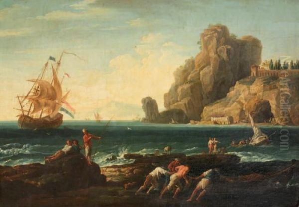 Le Retour Des Pecheurs Oil Painting by Claude-joseph Vernet