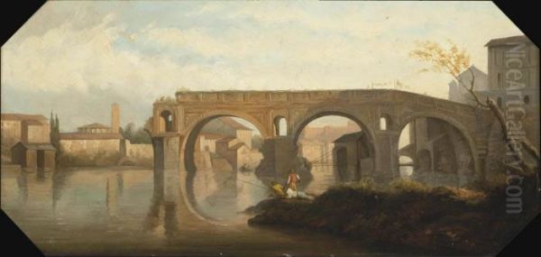 The Ponte Rotto, Rome Oil Painting by Claude-joseph Vernet