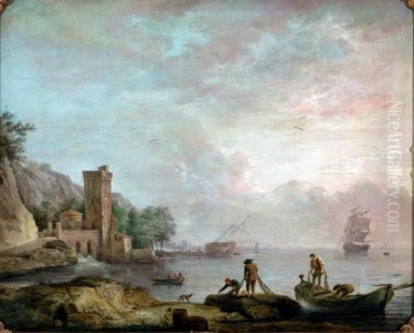 Vissers Aan De Kust Oil Painting by Claude-joseph Vernet