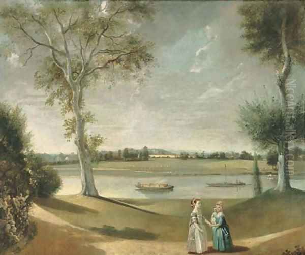 The Misses Garrick by the Thames at Hampton Oil Painting by Johann Zoffany