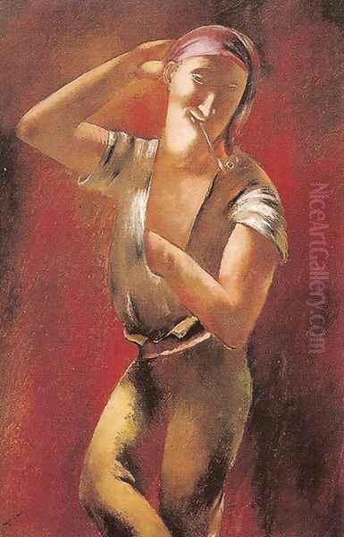 Boy Smoking a Pipe Oil Painting by Eugene Zak