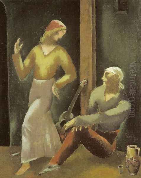 Dancer and Guitar Player Oil Painting by Eugene Zak