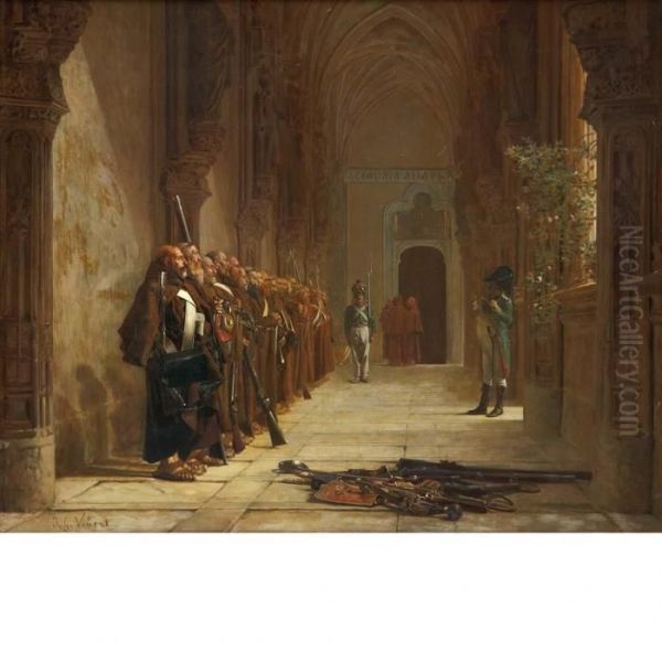 Le Couvent Sous Les Armes Espagne En 1811 Oil Painting by Jehan Georges Vibert