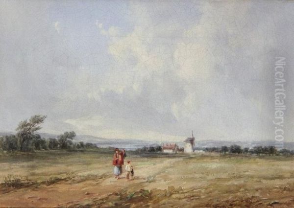 Southport: Figures On A Country Road Oil Painting by Alfred Vickers