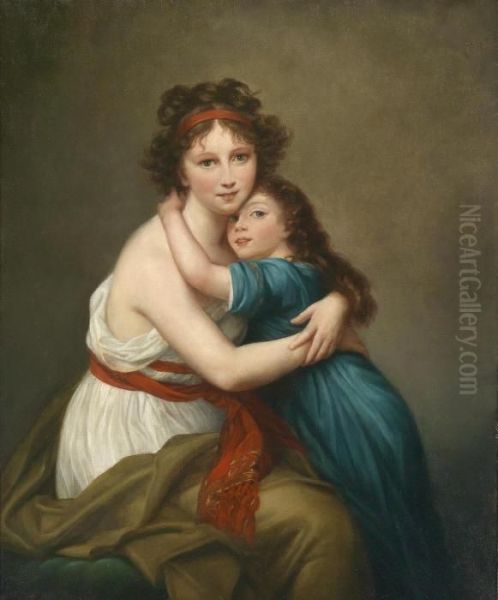 Self-portrait With Daughter Oil Painting by Elisabeth Vigee-Lebrun