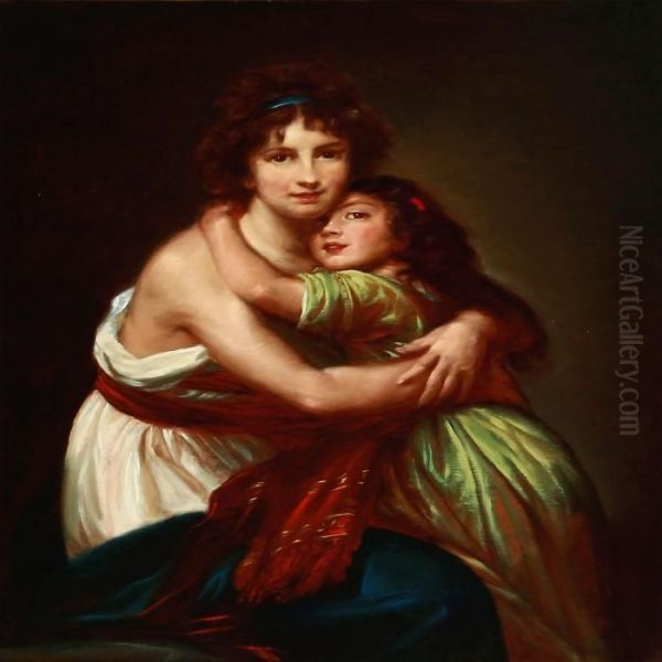 Self-portrait Of The Artist And Her Daughter Oil Painting by Elisabeth Vigee-Lebrun