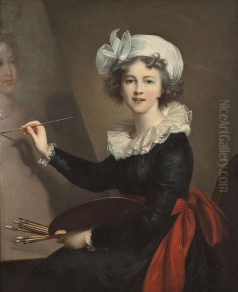 Selbstbildnis Vor Staffelei Oil Painting by Elisabeth Vigee-Lebrun