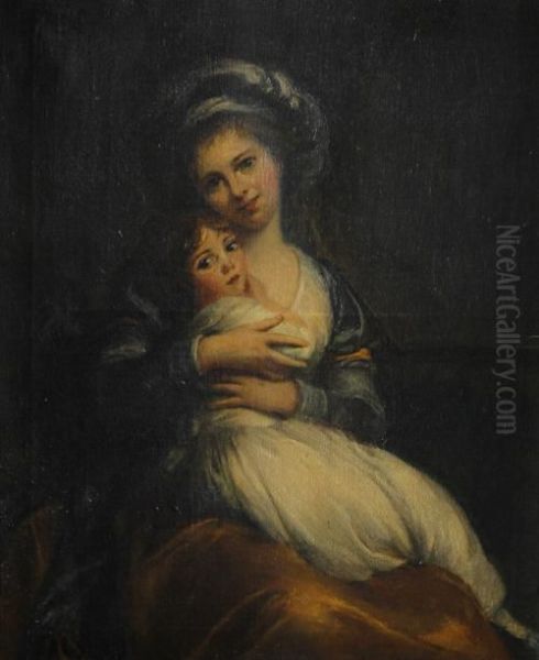 Portrait Of The Artist And Her Daughter Julie Oil Painting by Elisabeth Vigee-Lebrun