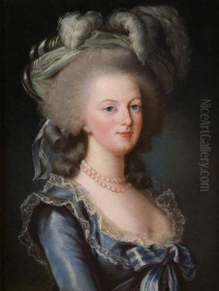 Portrait De Lareine Marie-antoinette Oil Painting by Elisabeth Vigee-Lebrun