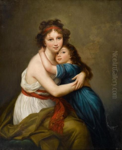 Self Portrait Of The Artist With Her Daughter Oil Painting by Elisabeth Vigee-Lebrun