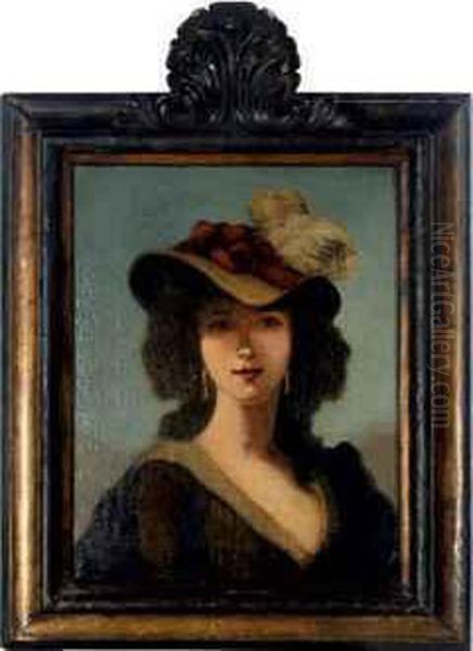 Self-portrait Of The Artist With A Straw Hat Oil Painting by Elisabeth Vigee-Lebrun