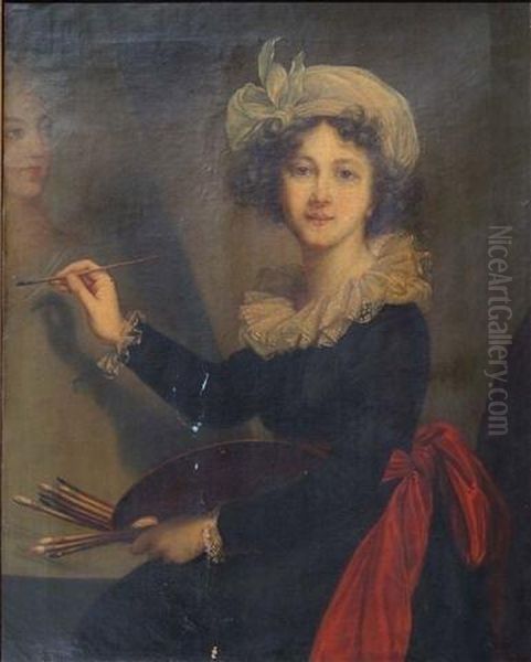 Self Portrait Of The Artist Painting Oil Painting by Elisabeth Vigee-Lebrun