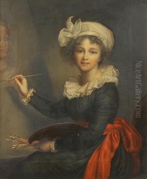 A Self Portrait Of The Artist Oil Painting by Elisabeth Vigee-Lebrun