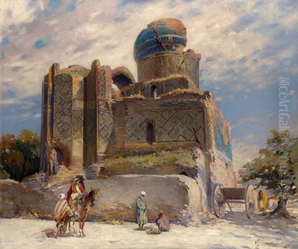 The Bibi-khanym Mosque In Samarkand Oil Painting by Bertalan Vigh