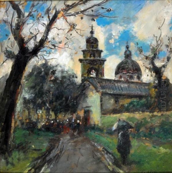 Paesaggio Con Chiesa Oil Painting by Gennaro Villani