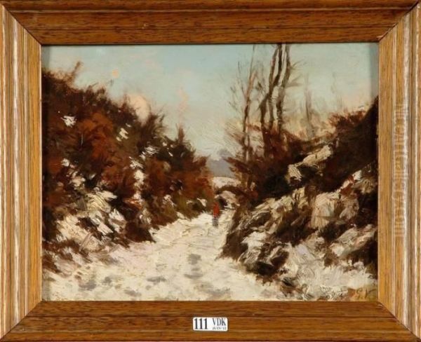 Chemin Anime Sous La Neige Oil Painting by Guillaume Vogels