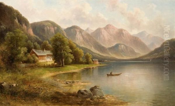 At The Mountain Lake Oil Painting by Raimund Volanek