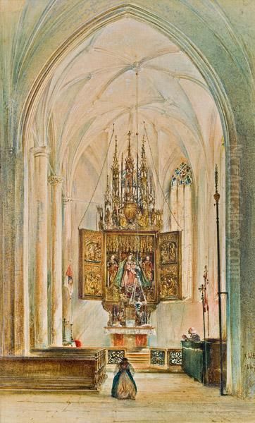 Flugelaltar Von Hallstatt Oil Painting by Rudolf Ritter von Alt