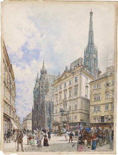 Saint Stephen's Cathedral Oil Painting by Rudolf Ritter von Alt