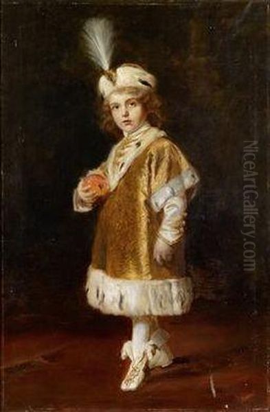 Crown Prince Otto, Portrait At Four Years Old Oil Painting by Gyula Benczur