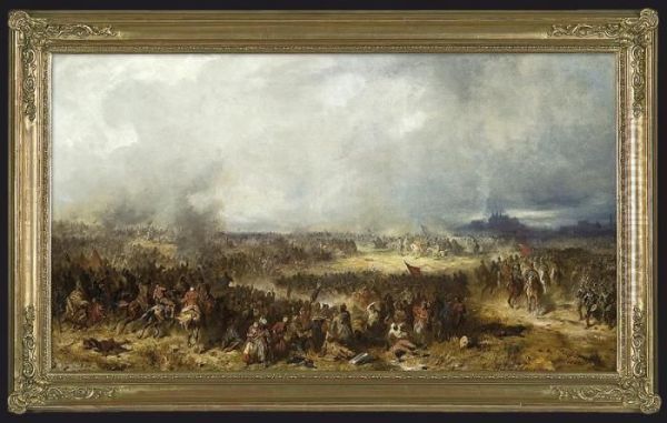 The Battle Of Chocim Oil Painting by Jozef Von Brandt