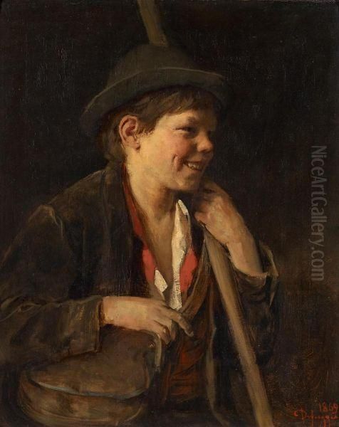 Tirol Shepherd Boy Oil Painting by Franz Von Defregger