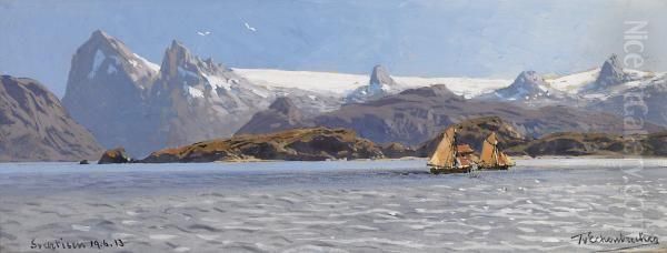 Svartisen. Summer Day By Norwegian Glaciers. Oil Painting by Themistocles Von Eckenbrecher