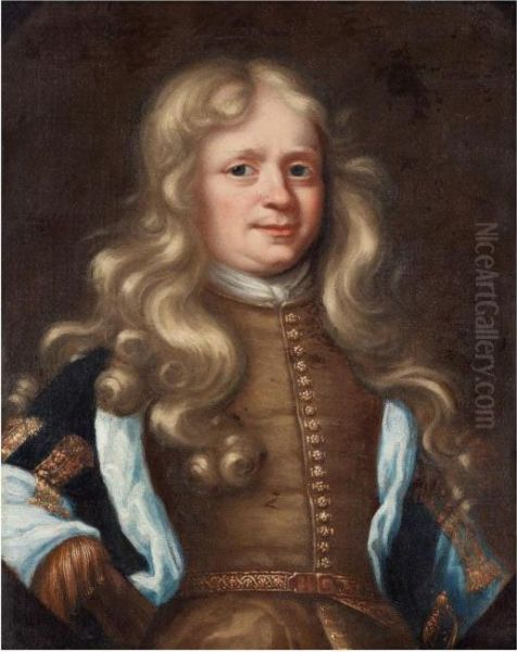 Portrait Of A Man, Possible Andres Von Behn (1650- After 1713) Oil Painting by David Klocker Von Ehrenstrahl