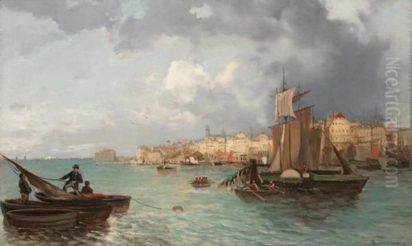 Triest Oil Painting by Theodor, Freiherr Von Ehrmanns