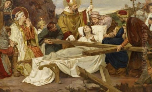 The Death Of Saint Helen Oil Painting by Eduard Von Gebhardt