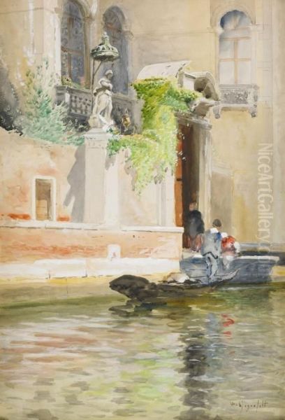 Ca' Rezzonico - Ingangen Vid Rio Di San Barnaba Oil Painting by Wilhelm von Gegerfelt