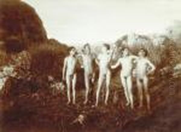 Funf Sizilianische Knaben In Der Natur Oil Painting by Wilhelm, Freiherr Von Gloeden