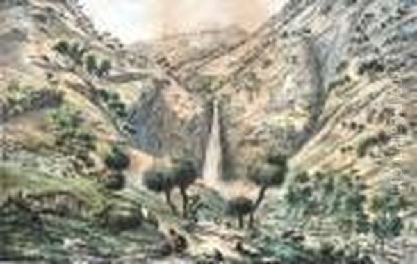 Fall Of The First Creek Near Glen Osmond Oil Painting by Eugene von Guerard