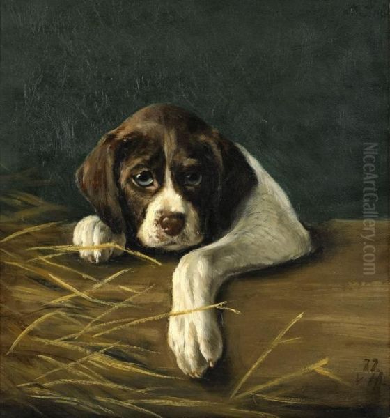 Hundportratt Oil Painting by Johan Gustav Von Holst