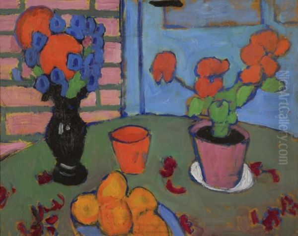 Stillleben Mit Blumen Und Orangen Oil Painting by Alexei Jawlensky