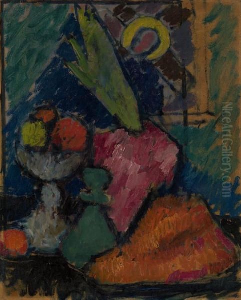 Stillleben Mit Heiligenbild Und Blumentopf Oil Painting by Alexei Jawlensky