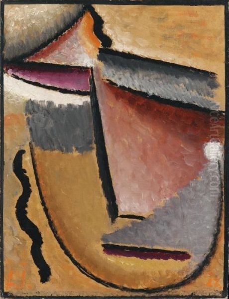 Abstrakter Kopf: Bildnis Mela Escherich Oil Painting by Alexei Jawlensky